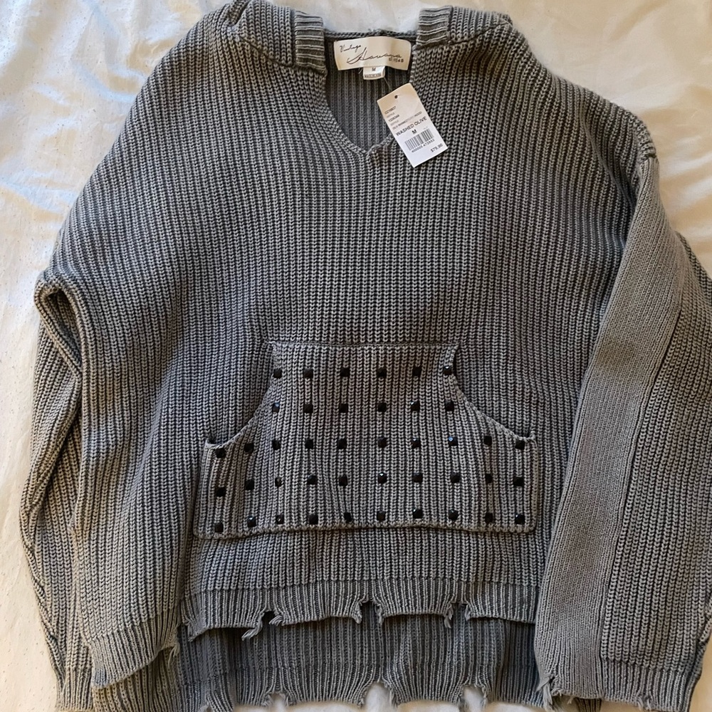 Gray bejeweled sweatshirt